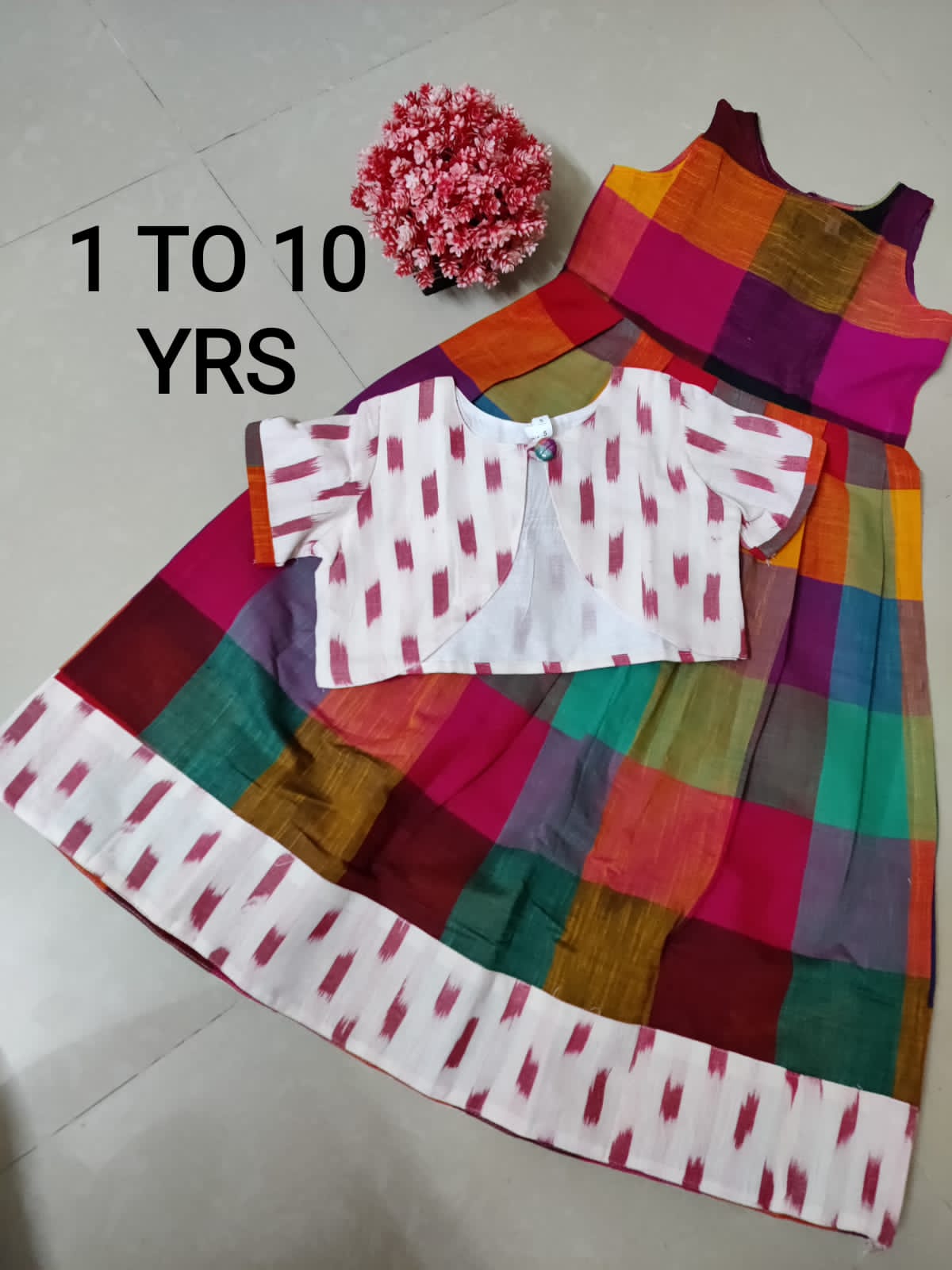 Handloom Fusion Frocks for Girls-SHG1063