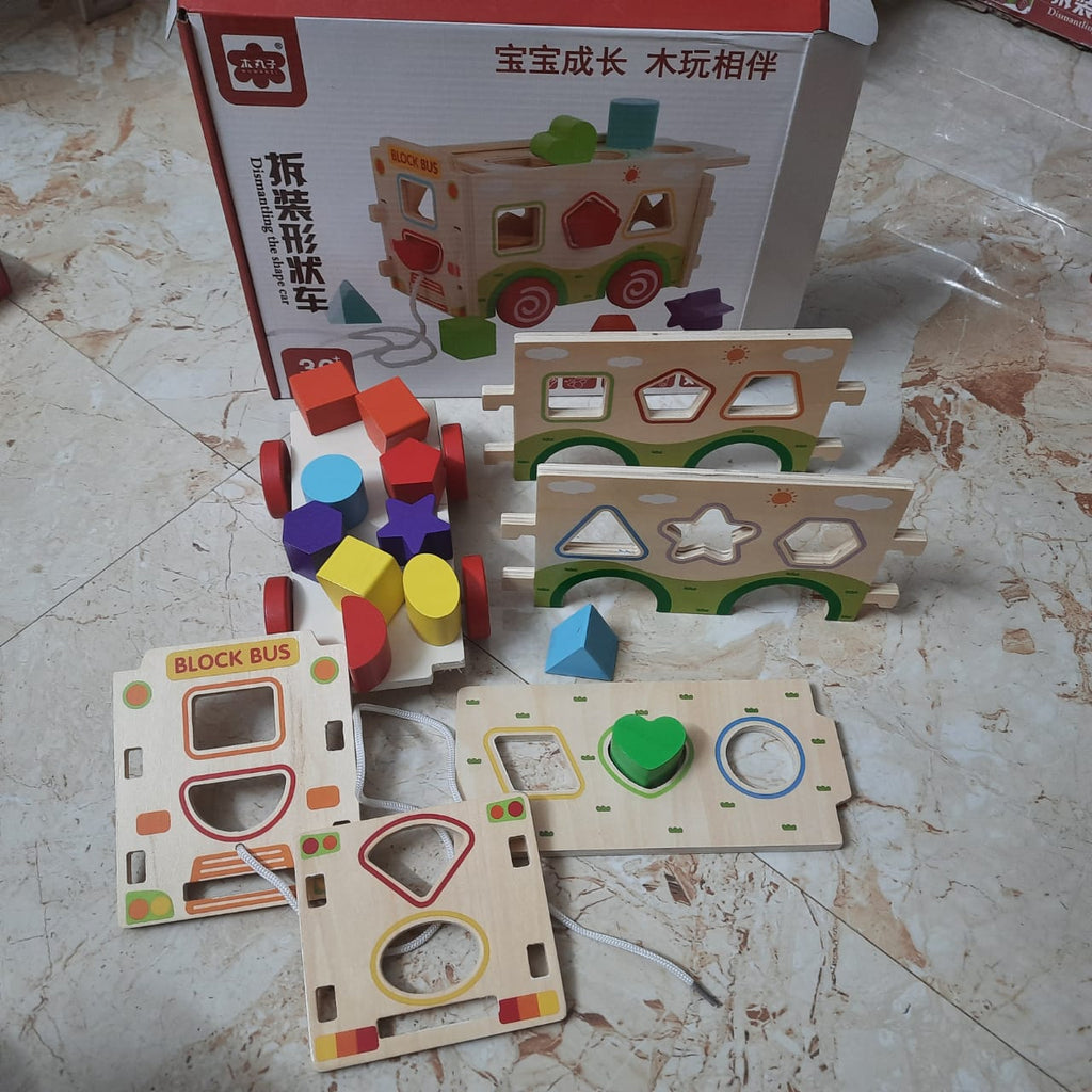 Pull Along Shapes Sorting Car for Kids-SHTM1089