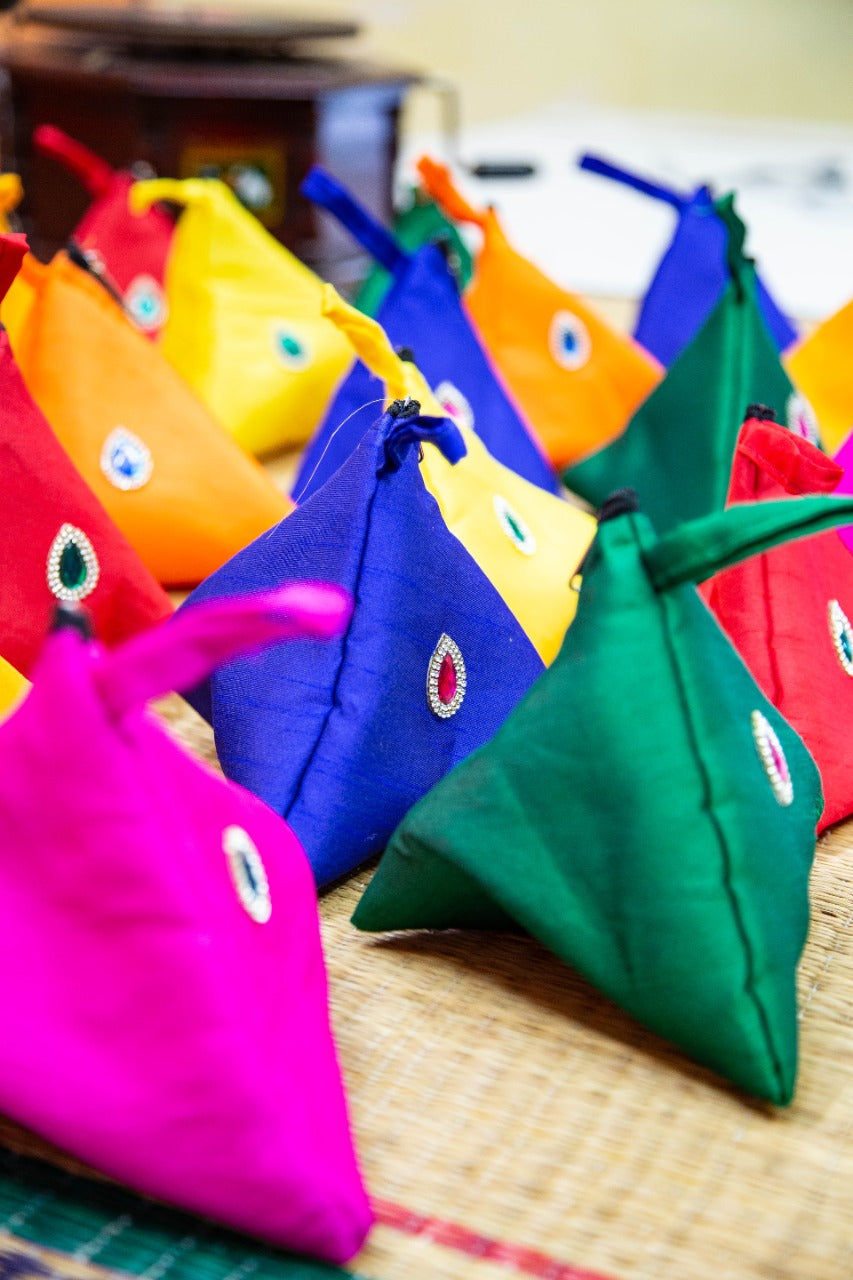 Raw silk Triangle Pouches-SHB1052