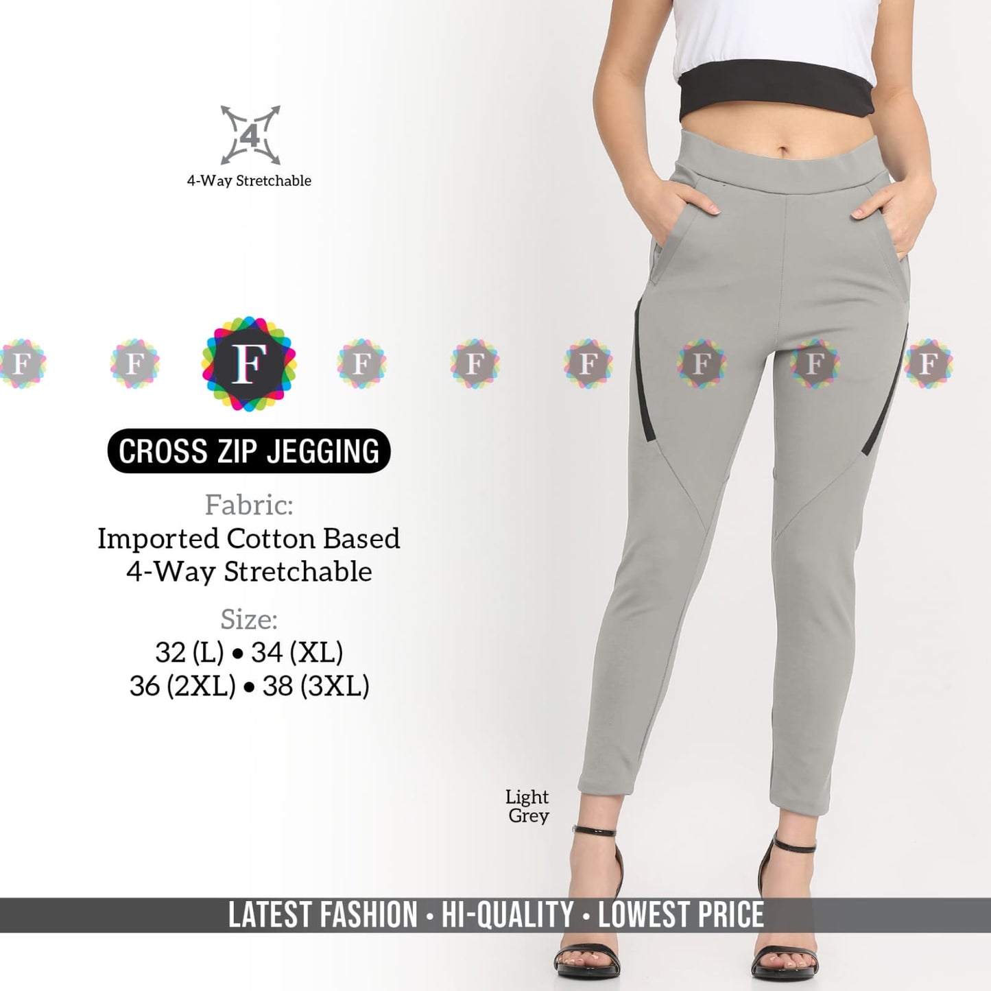 Stylish Cross Zip Jeggings -SHBW1090