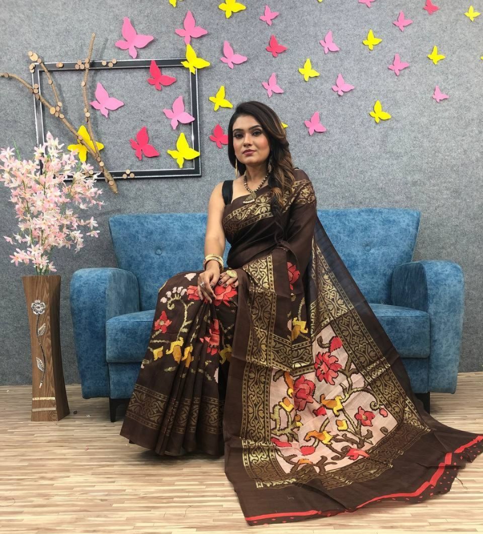 Soft Linen Saree Collections - SH0616