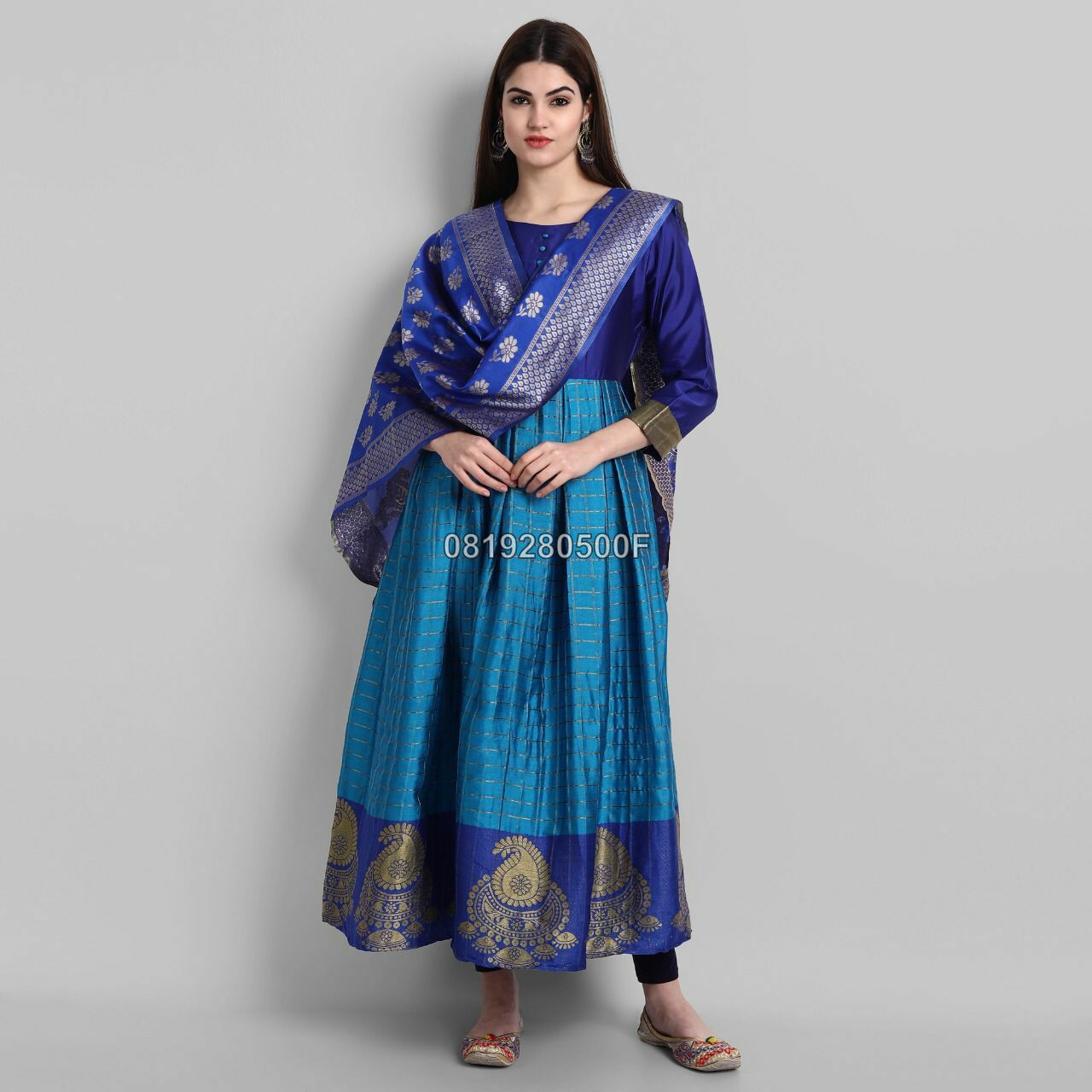 Ethnic Banarasi Kurta Set for Women-SHKS1155