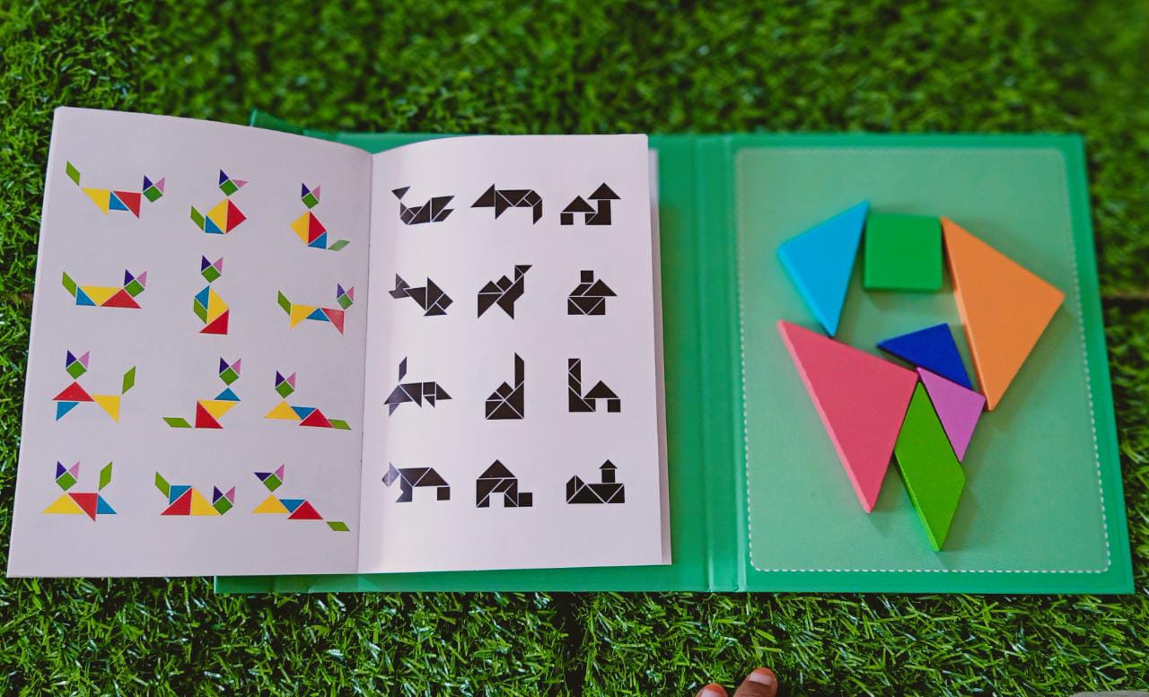 Early Learning Tangram Woodiness Magnetic Educational Kids Jigsaw Puzzle for Kids-SHTM1093