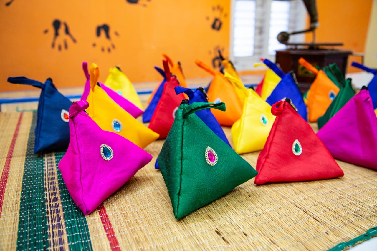 Raw silk Triangle Pouches-SHB1052