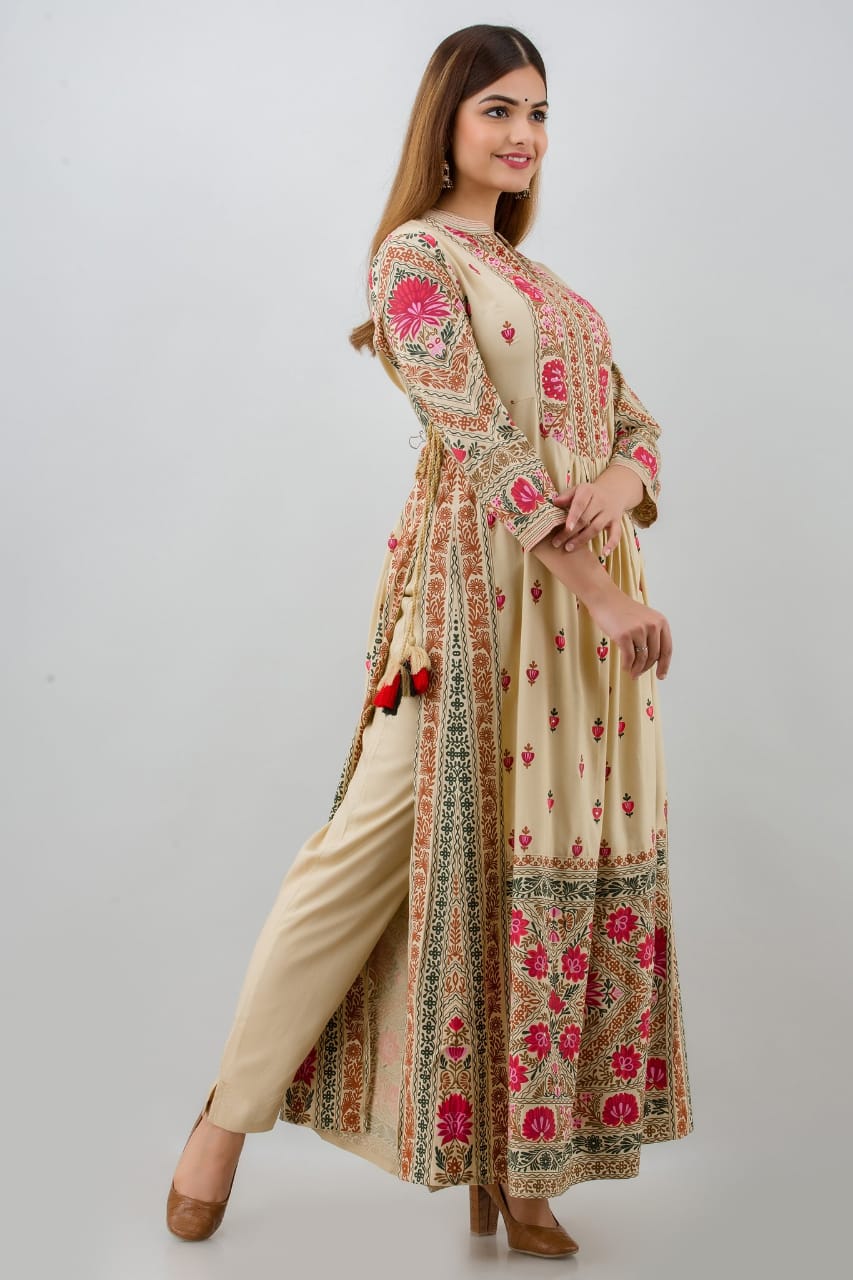 Awesome Rayon Gown with Pant for Women-SHKS1112