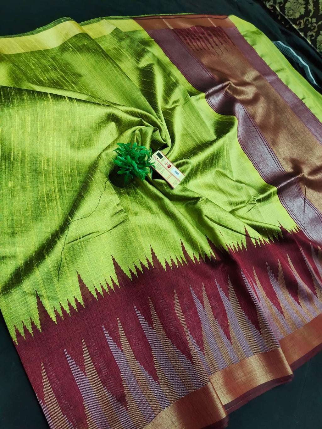 Raw Silk Temple Border Sarees - SH0605