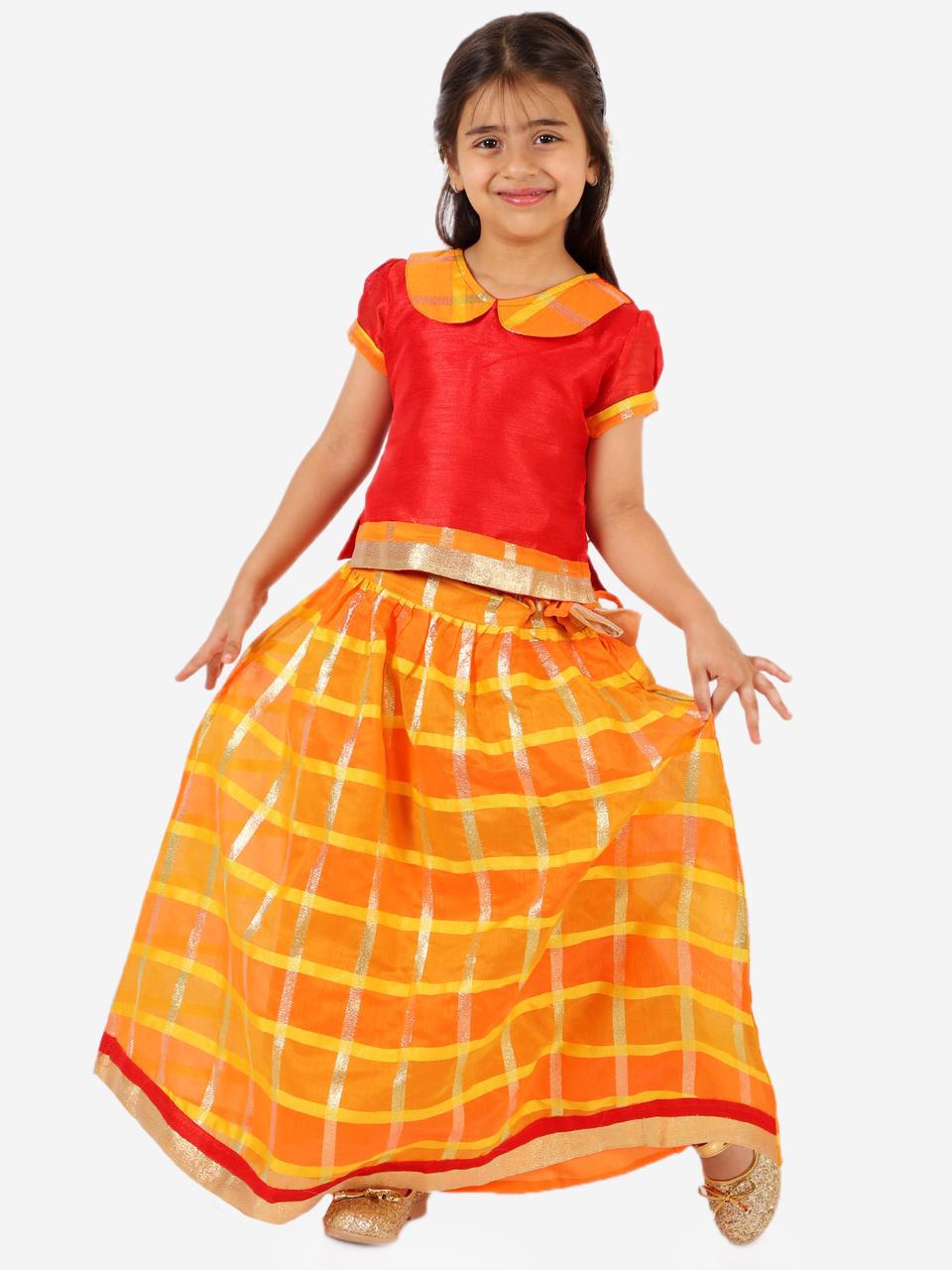 Silk Skirt Set for Girls-SHG1064