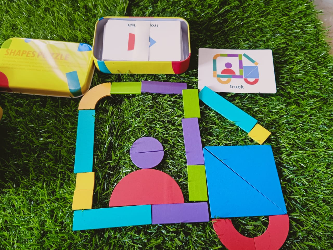 Wooden Pattern Blocks Toddler Puzzles for Kids - SHTM1017