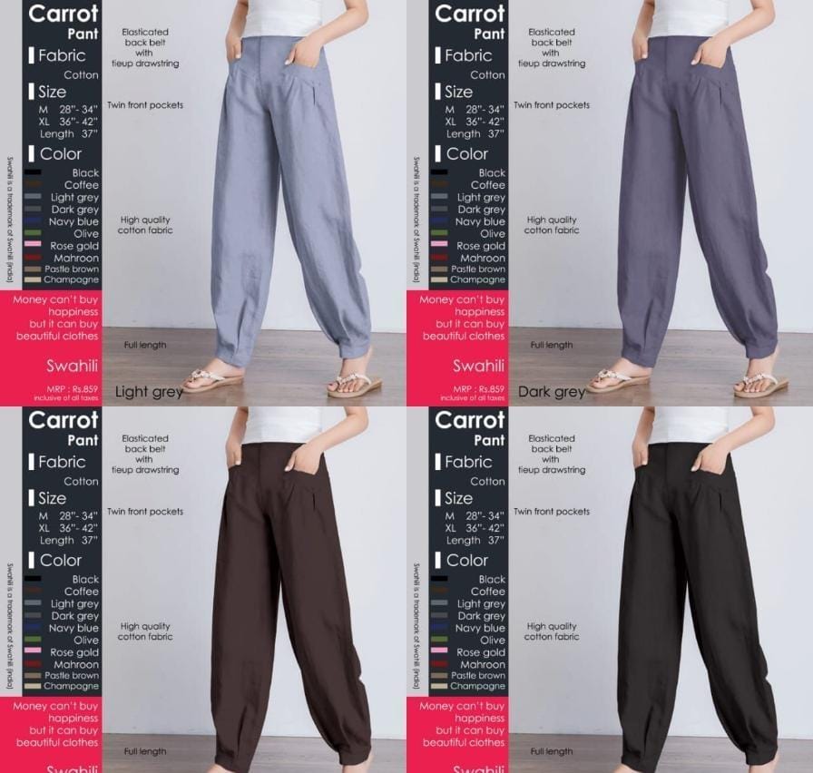 Women's Cotton Carrot Pants-SHBW1087