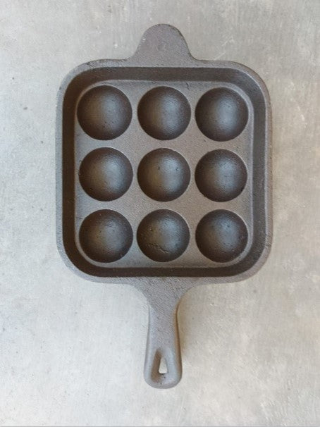 9 Pits Cast Iron Paniyaram Pan Square Shape-SHC1021