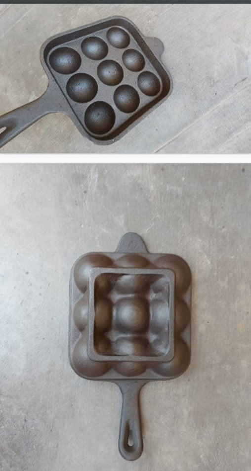 9 Pits Cast Iron Paniyaram Pan Square Shape-SHC1021