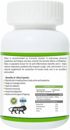 ZINDAGI Giloy Capsules - Immunity Booster - Pure Giloy Leaves And Stem Extract Capsules (60 Capsules) - SHTZ1013