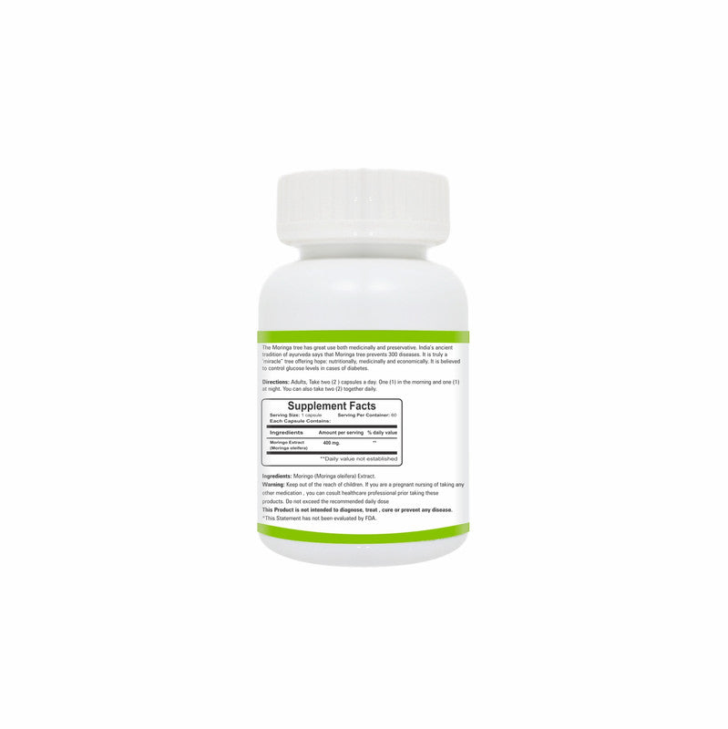 Zindagi Moringa Extract Capsules - Natural Health Supplement - Pure Moringa Leaves Powder Extract (60 Capsules) - SHTZ1017