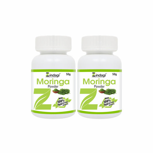 Zindagi Pure Moringa Powder - Natural Health Supplement - Sugar-free Moringa Leaves Powder (50 gm Each) - SHTZ1038