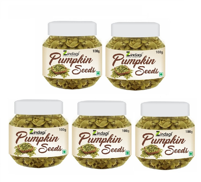 Zindagi Raw Pumpkin Seeds - Protein And Fiber Rich Superfood - Immunity Booster - Healthy Snacks (100 Gm Each) Pack of 2 - SHTZ1052