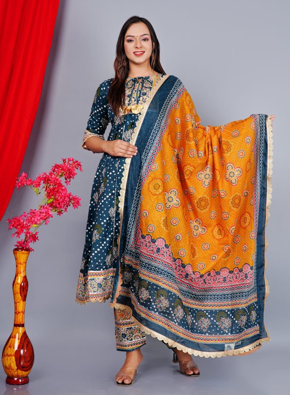 Ethnic Handwork Anarkali Kurta Sets for Women-SHKS1141