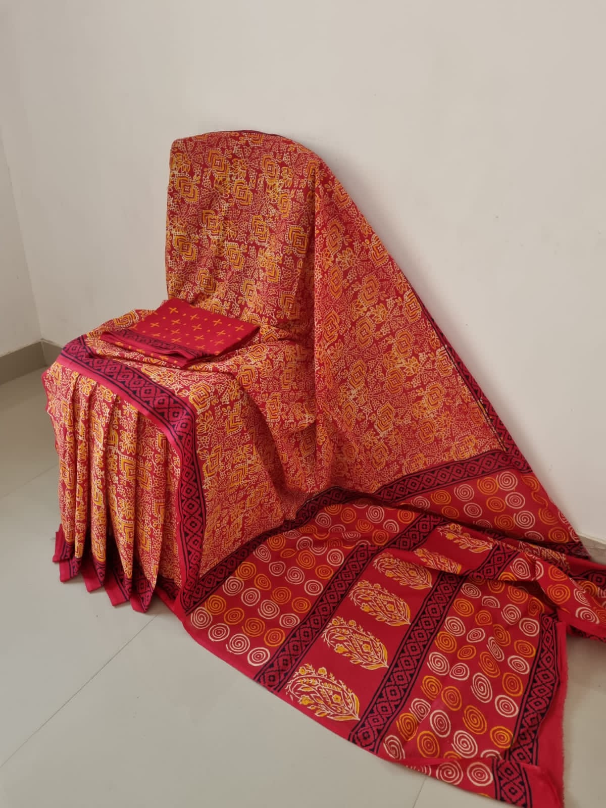 Beautiful Handblock Printed MulMul Saree Collections -SH0646