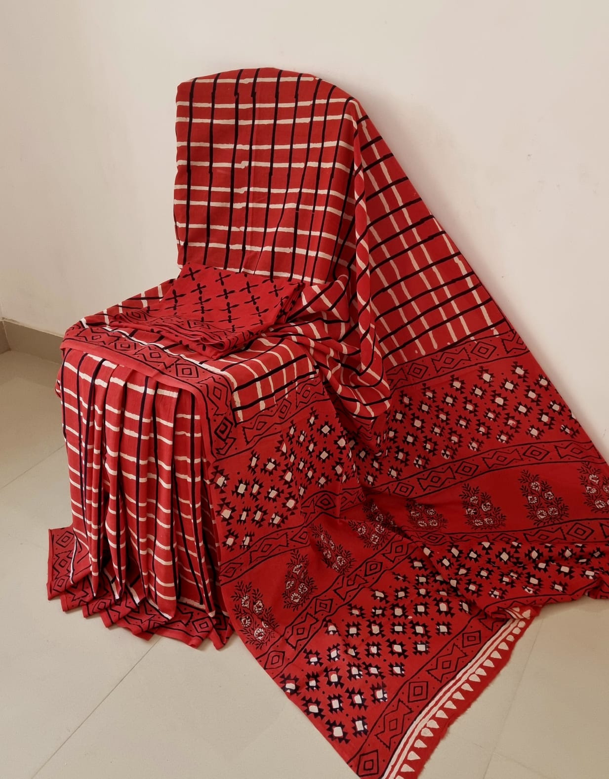 Beautiful Handblock Printed MulMul Saree Collections -SH0646