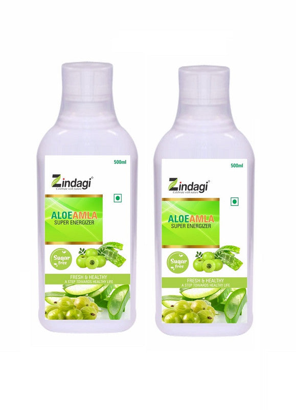 Zindagi Natural Aloe Amla Juice - Natural Immunity Booster - No Added Sugar - Health Drink (500 Ml)  - SHTZ1047