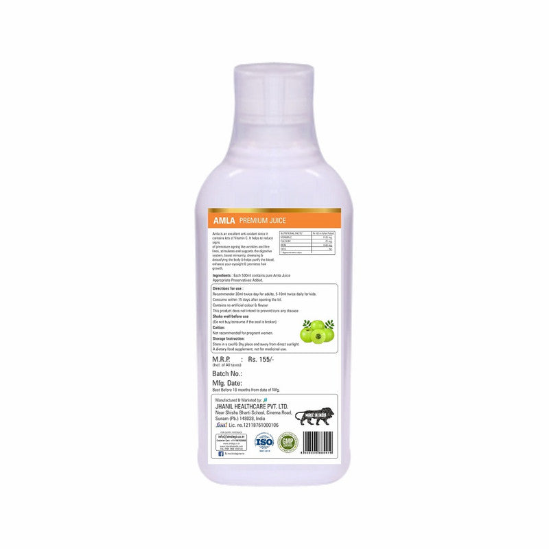 Zindagi Pure Amla Juice - Loaded With Vitamin C - Concentrate & Sugar-Free Energy Drink (500 ML) Pack of 2 - SHTZ1045