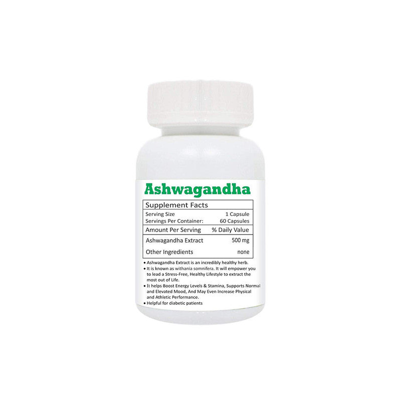 Zindagi Pure Ashwagandha Extract Capsules - Ayurvedic Herbal Supplement - Sugar Free Immunity Booster Powder (60 Capsules) - SHTZ1018