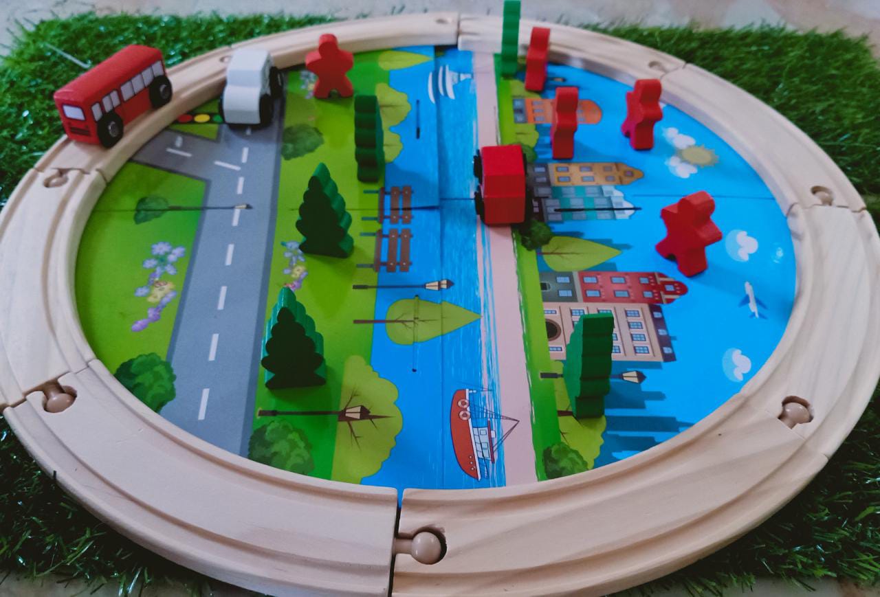 Wooden Toddler Toys with Cars Circular Orbit for Kids - SHTM1115