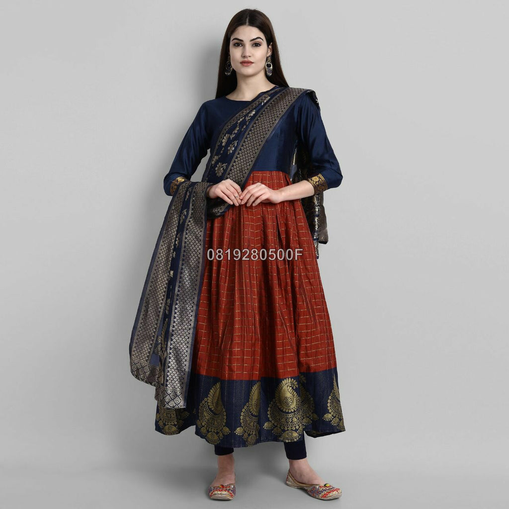 Ethnic Banarasi Kurta Set for Women-SHKS1155