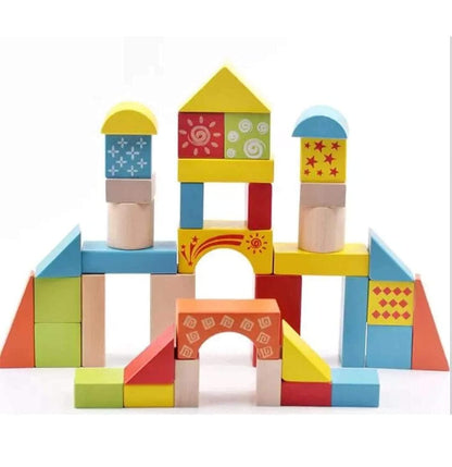 Wooden Multicolour Building Blocks for Kids - SHTM1058