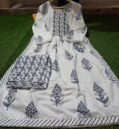 Hand Block Print Cotton Kurta Sets for Women-SHKS1135