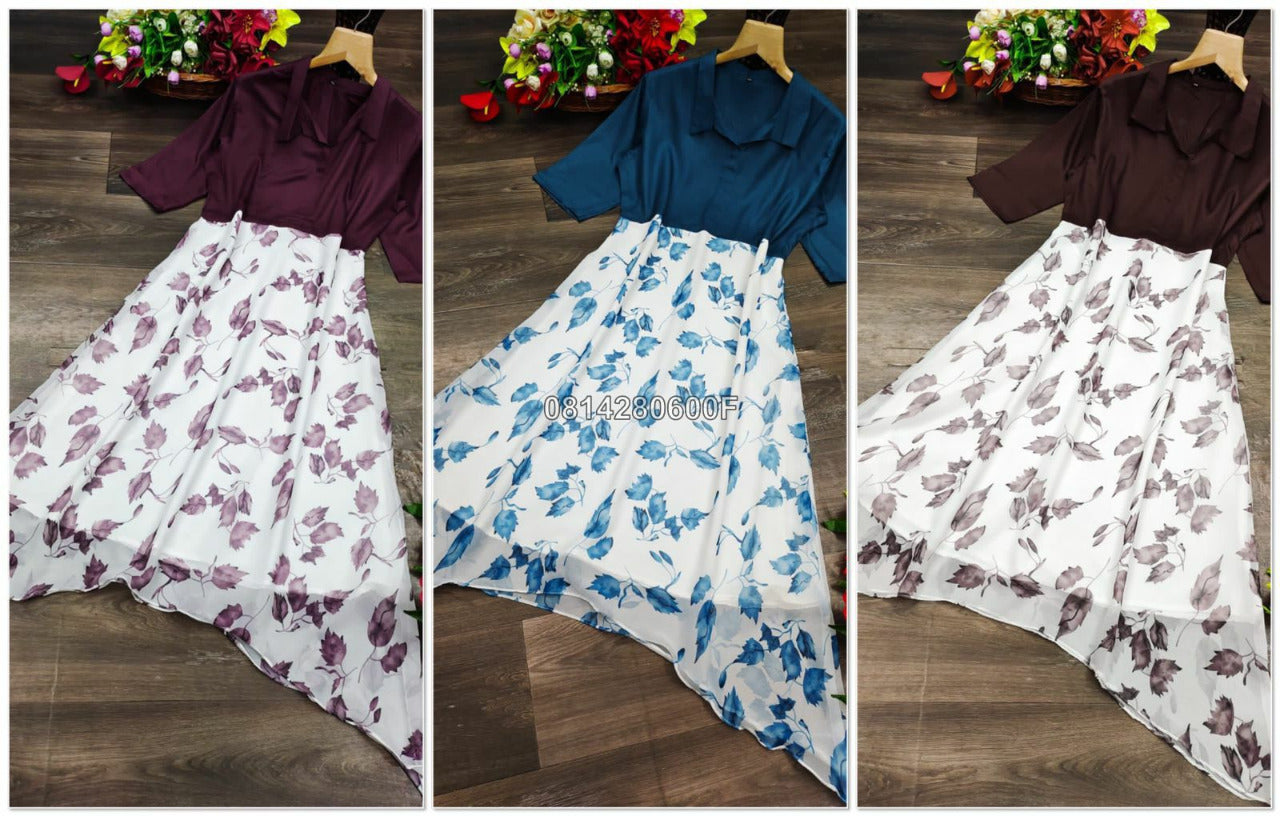 Heavy Georgette|Rayon Fusion Gowns for Women-SHK1135