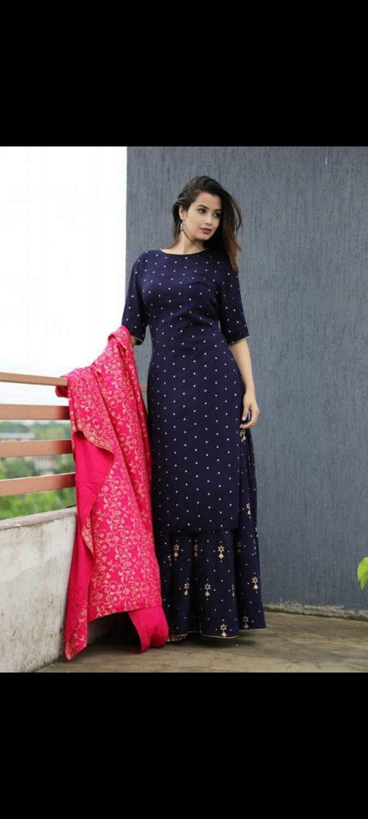 Ethnic Rayon Kurta Sets for Women-SHKS1050