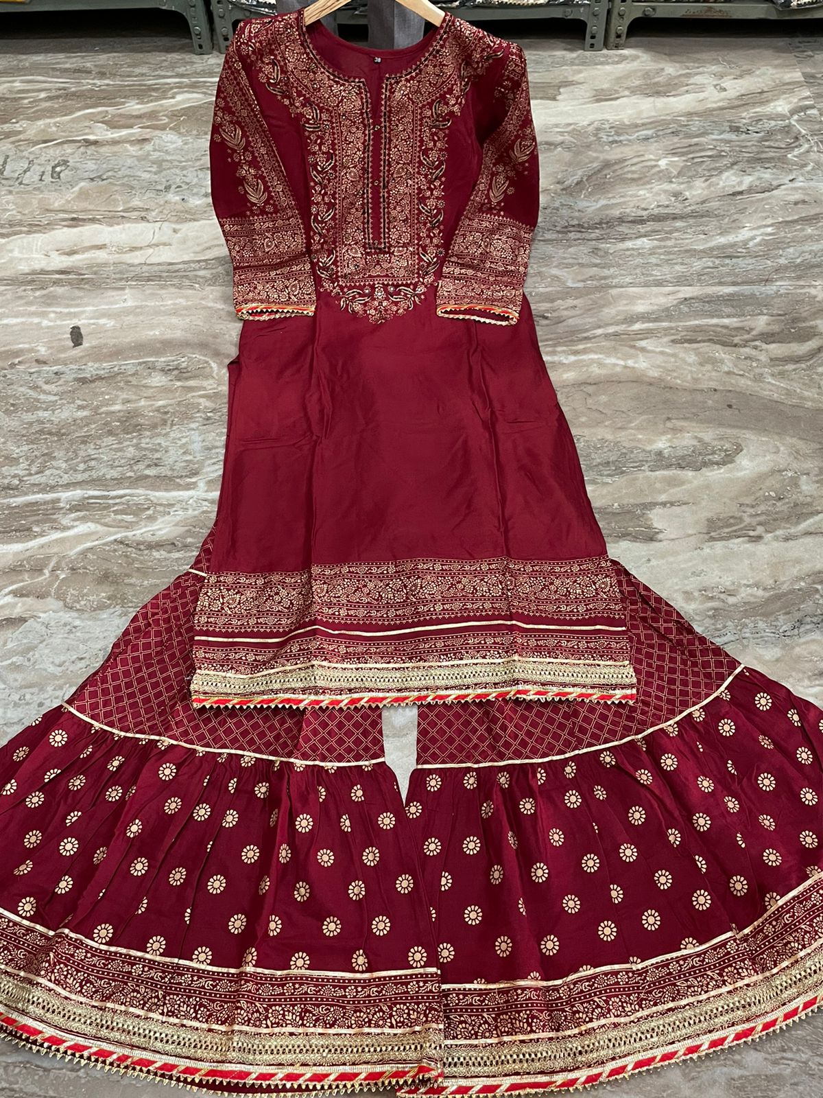 Ethnic Handwork Kurta Sharara Sets for Women-SHKS1139