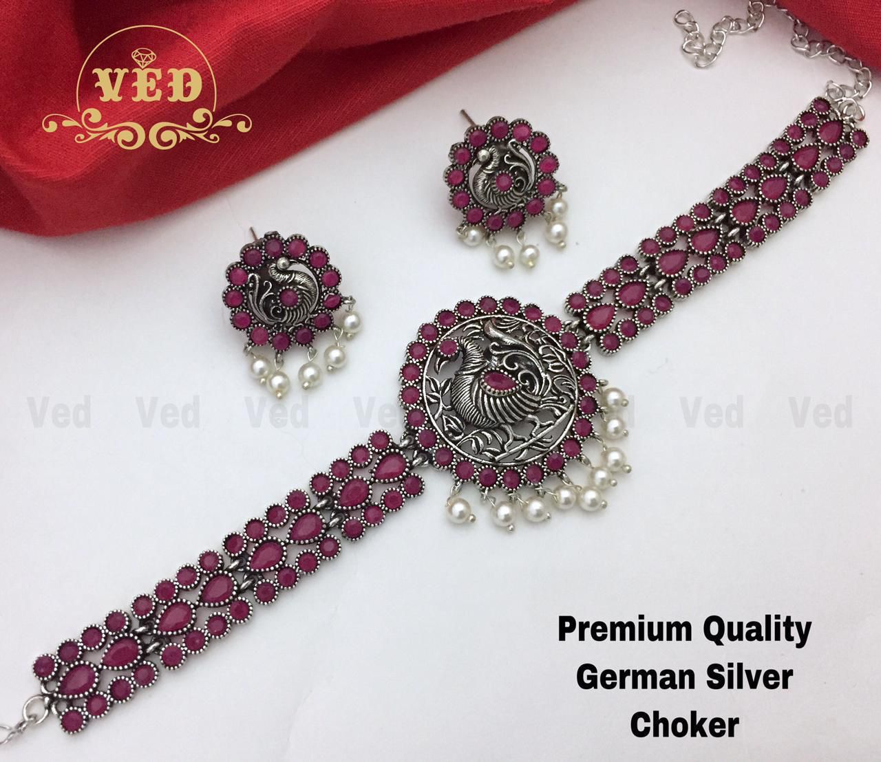 Premium Quality German Silver Choker- SHJ1010