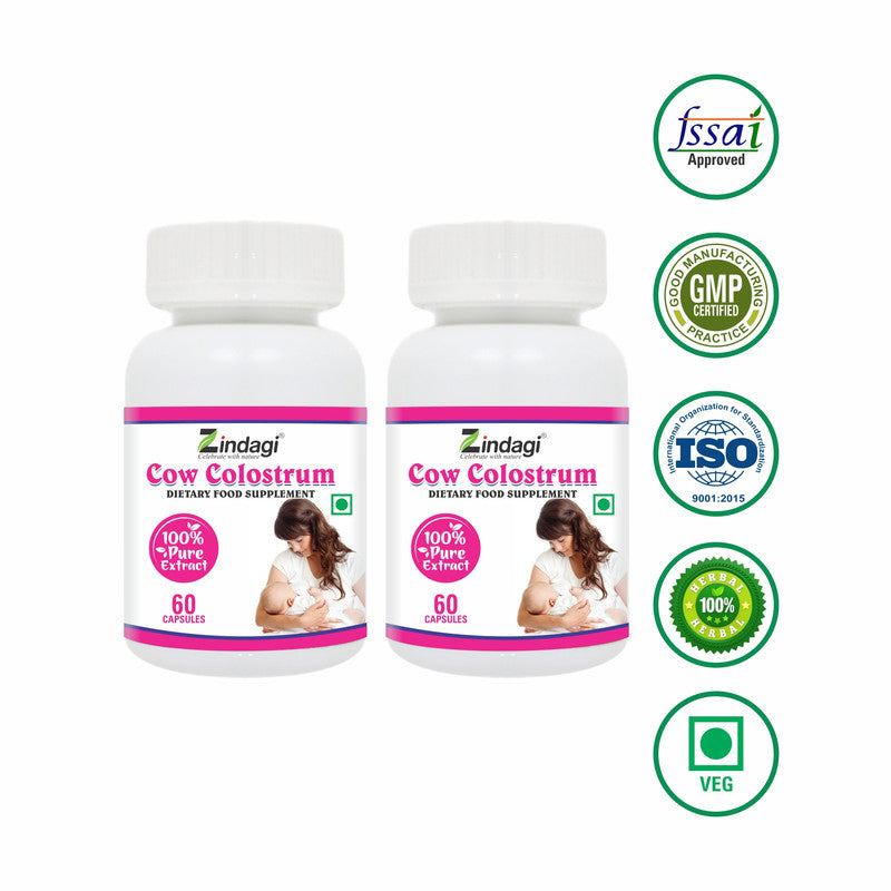 Zindagi Cow Colostrum Extract Capsules - Dietary Food Supplement - Health Care Product - (60 Capsules) - SHTZ1027