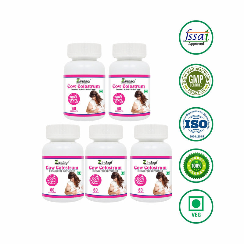 Zindagi Cow Colostrum Extract Capsules - Dietary Food Supplement - Health Care Product - (60 Capsules) - SHTZ1027