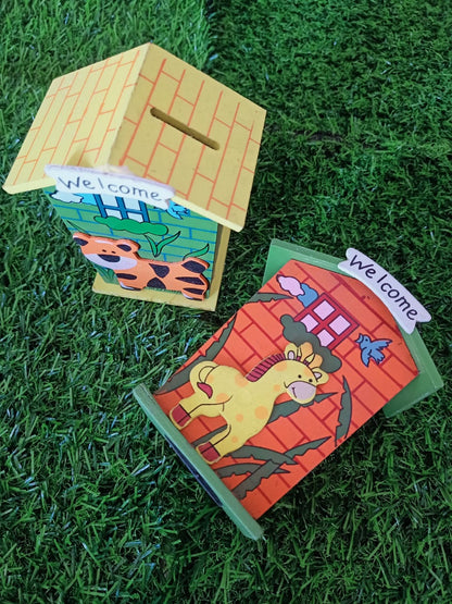 Piggy Bank for Kids Wood House Animal Designs for Kids - SHTM1061