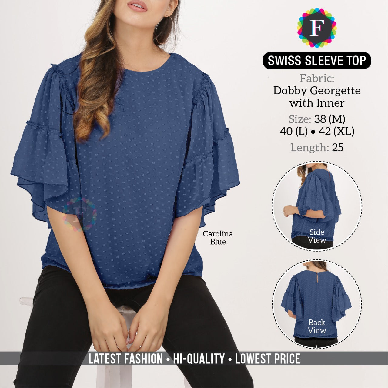 Swiss Sleeve Top for Women-SHTU1076