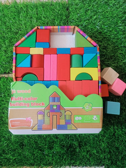 Wooden Multicolour Building Blocks for Kids - SHTM1057
