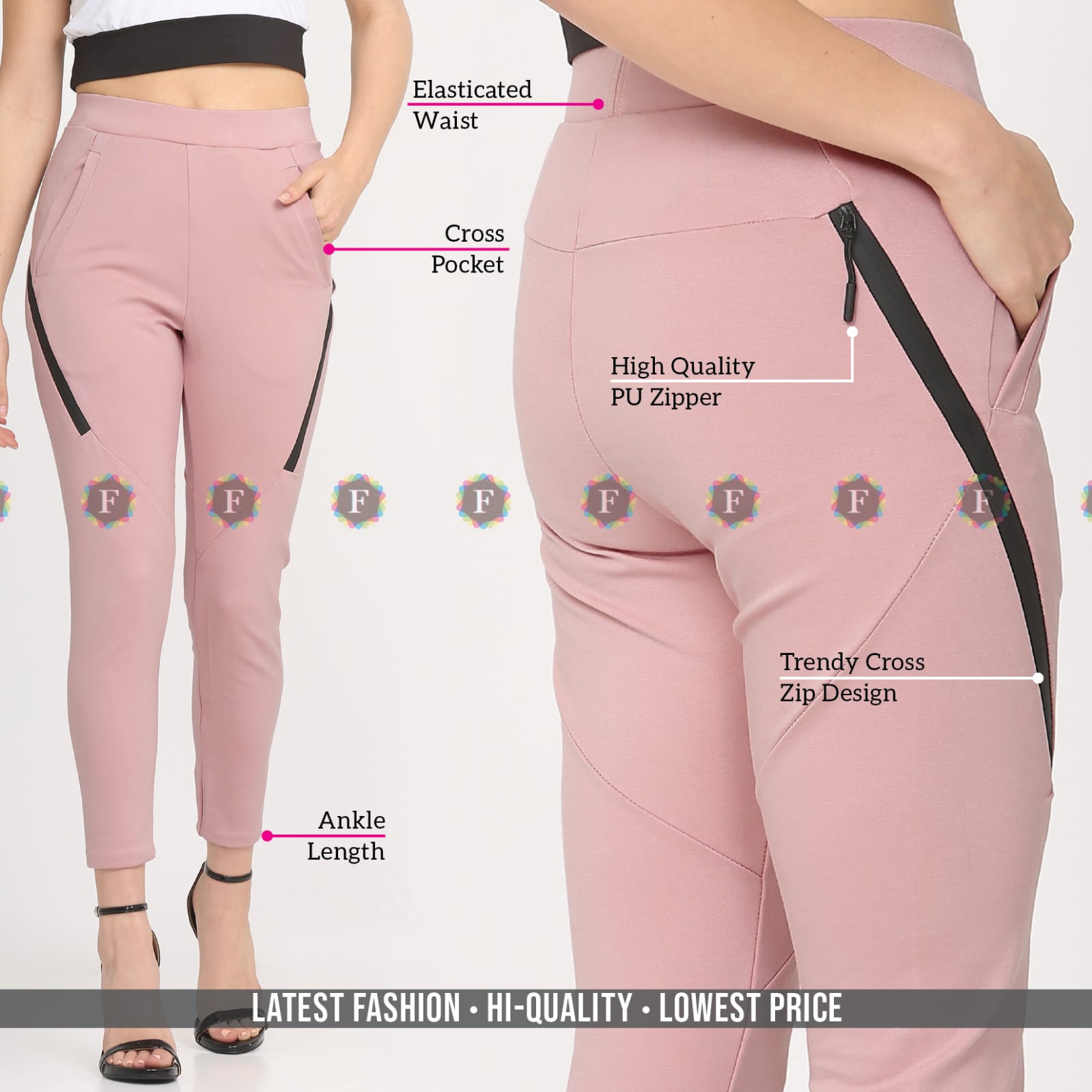 Stylish Cross Zip Jeggings -SHBW1090
