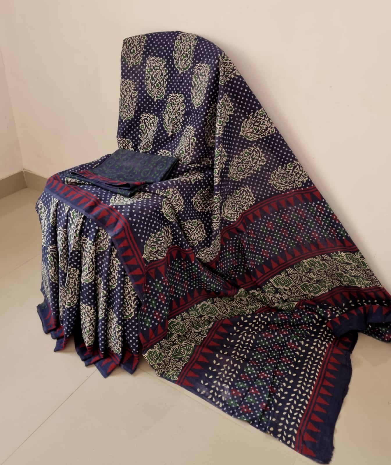 Beautiful Handblock Printed MulMul Saree Collections -SH0646