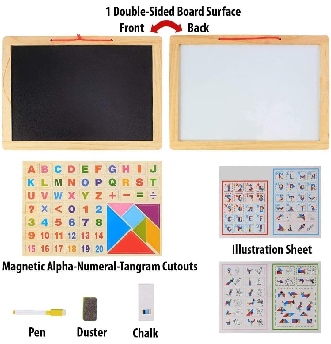 Double Sided Slate with Tangram for Kids-SHTM1098