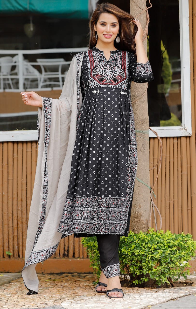 Ethnic Rayon Kurta Sets for Women-SHKS1138