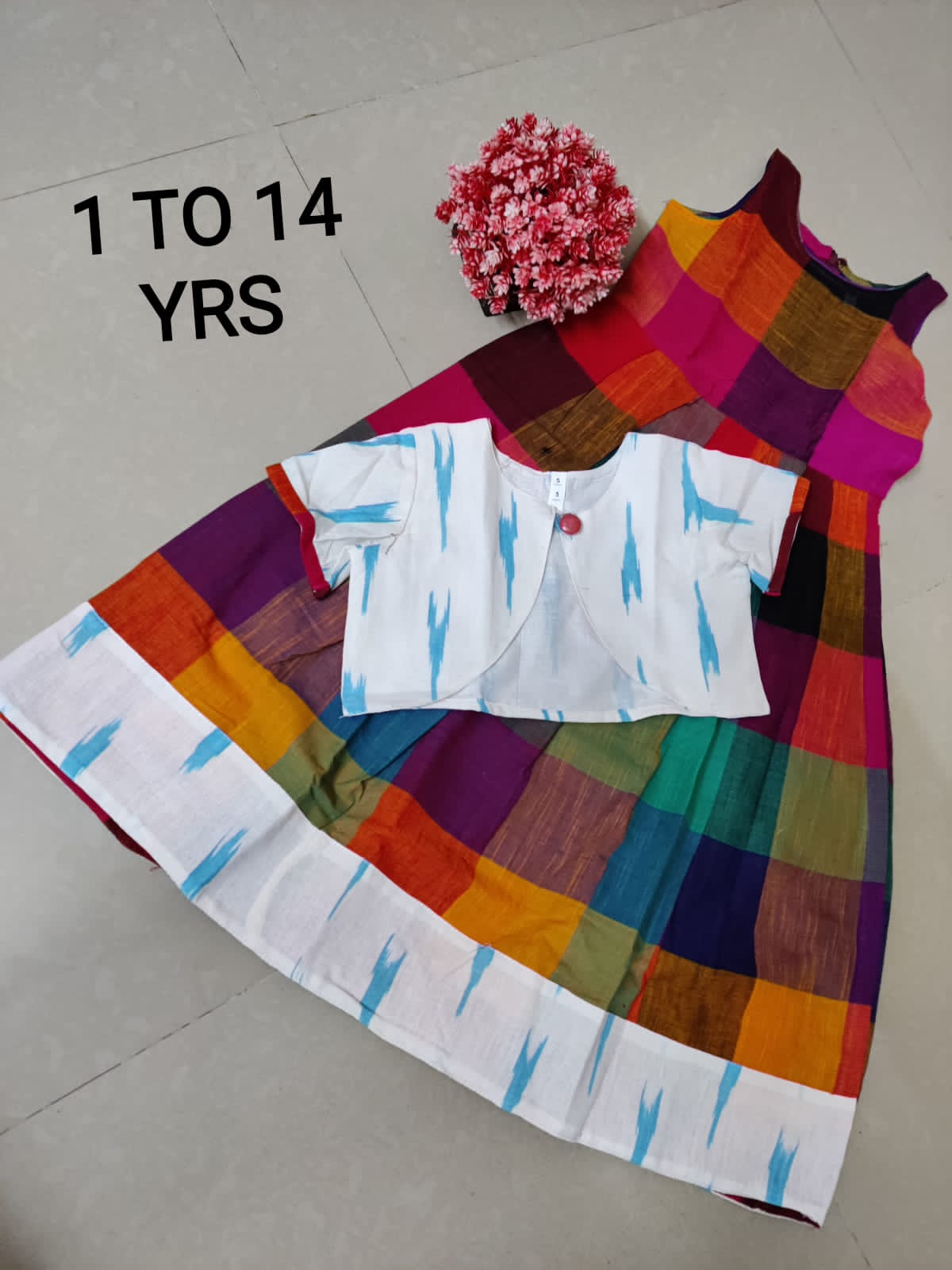 Handloom Fusion Frocks for Girls-SHG1063