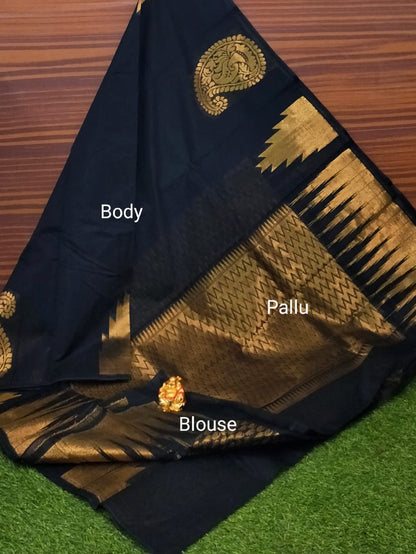Fancy Silk Cotton Saree Collections-SH0587