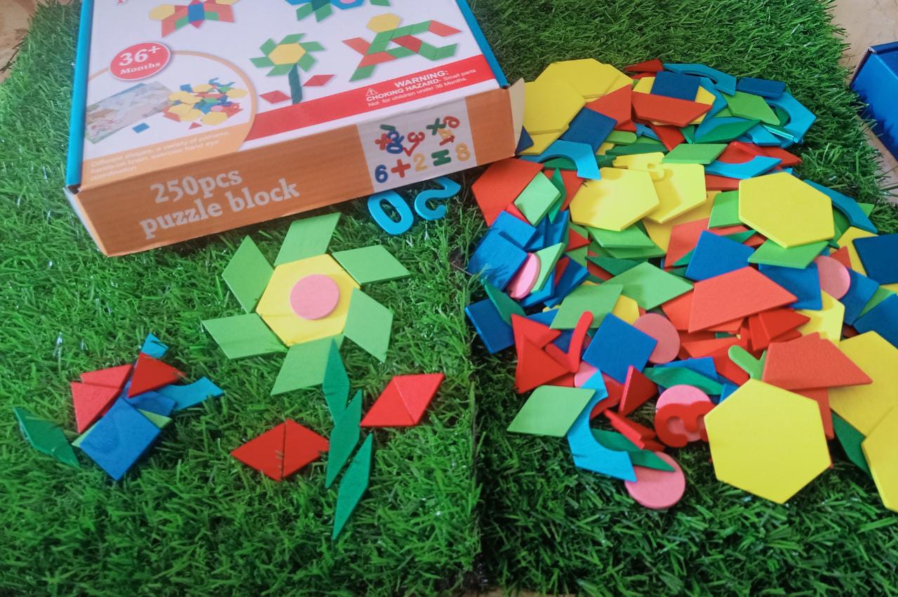 250 Pieces Colorful Geometry Shape Jigsaw Puzzle Toys for Kids-SHTM1109