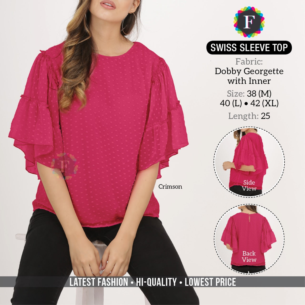 Swiss Sleeve Top for Women-SHTU1076