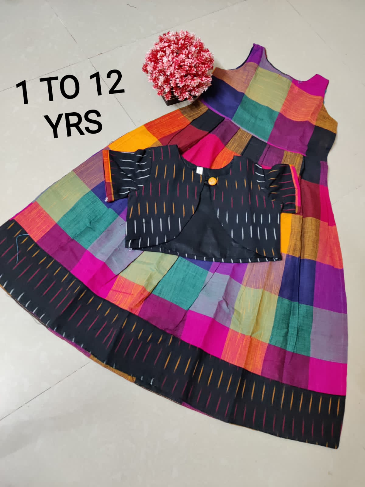 Handloom Fusion Frocks for Girls-SHG1063