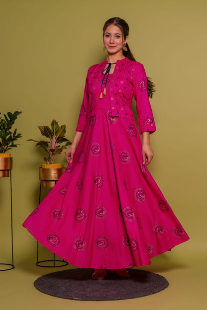 Beautiful Rayon Gown with Jacket for Women-SHK1131