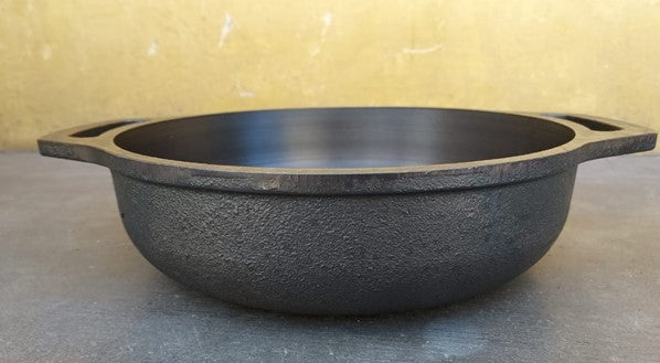 Flat Bottom Cast Iron Kadai Premium Smooth Finish-SHC1010