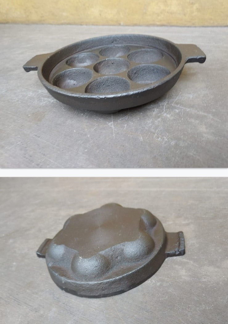 7 Pit Cast Iron Paniyaram Pan with Long Handle-SHC1015